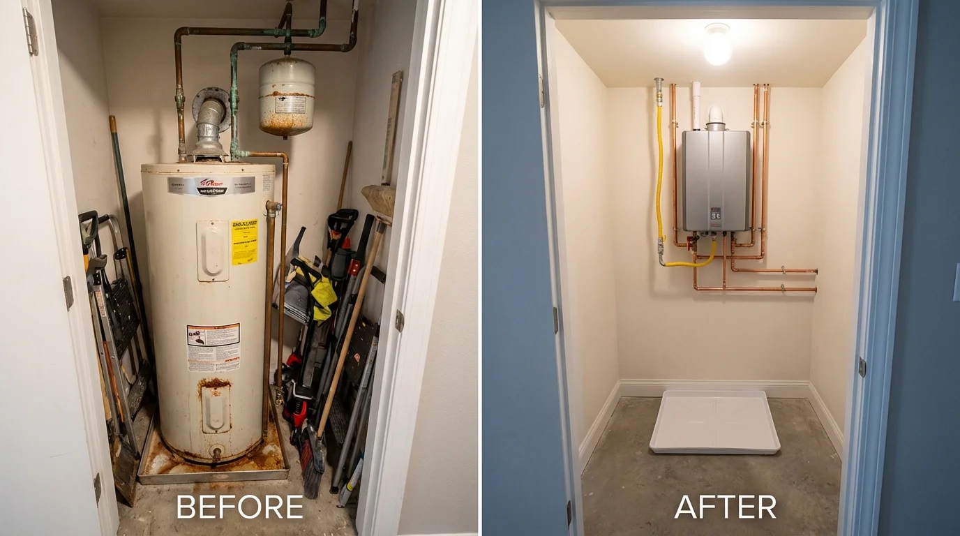 Tank water heater versus wall-mounted tankless unit comparison for New Haven, CT homeowners