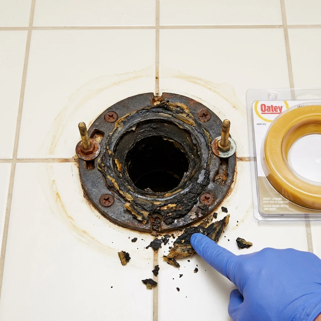 Failed wax ring showing water seepage at the base of a toilet in a New Haven, CT home